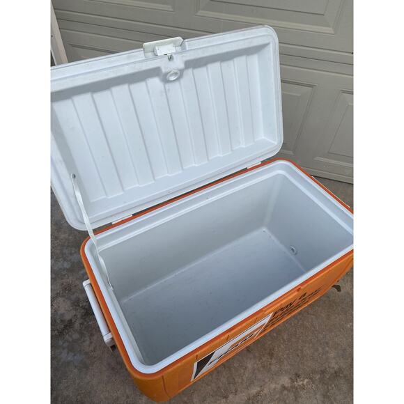 Coleman Fram Cooler Large Ice Chest Orange Handles Boat Tailgate Vintage 5294A - Picture 4 of 15